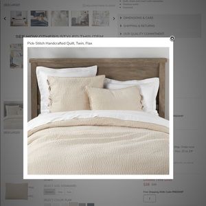 Pottery Barn PICK-STITCH HANDCRAFTED COTTON LINEN